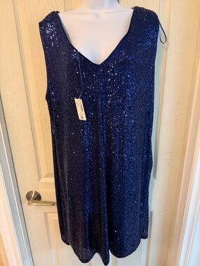 NEW WITH TAGS ON -  Navy Blue Sequin Dress